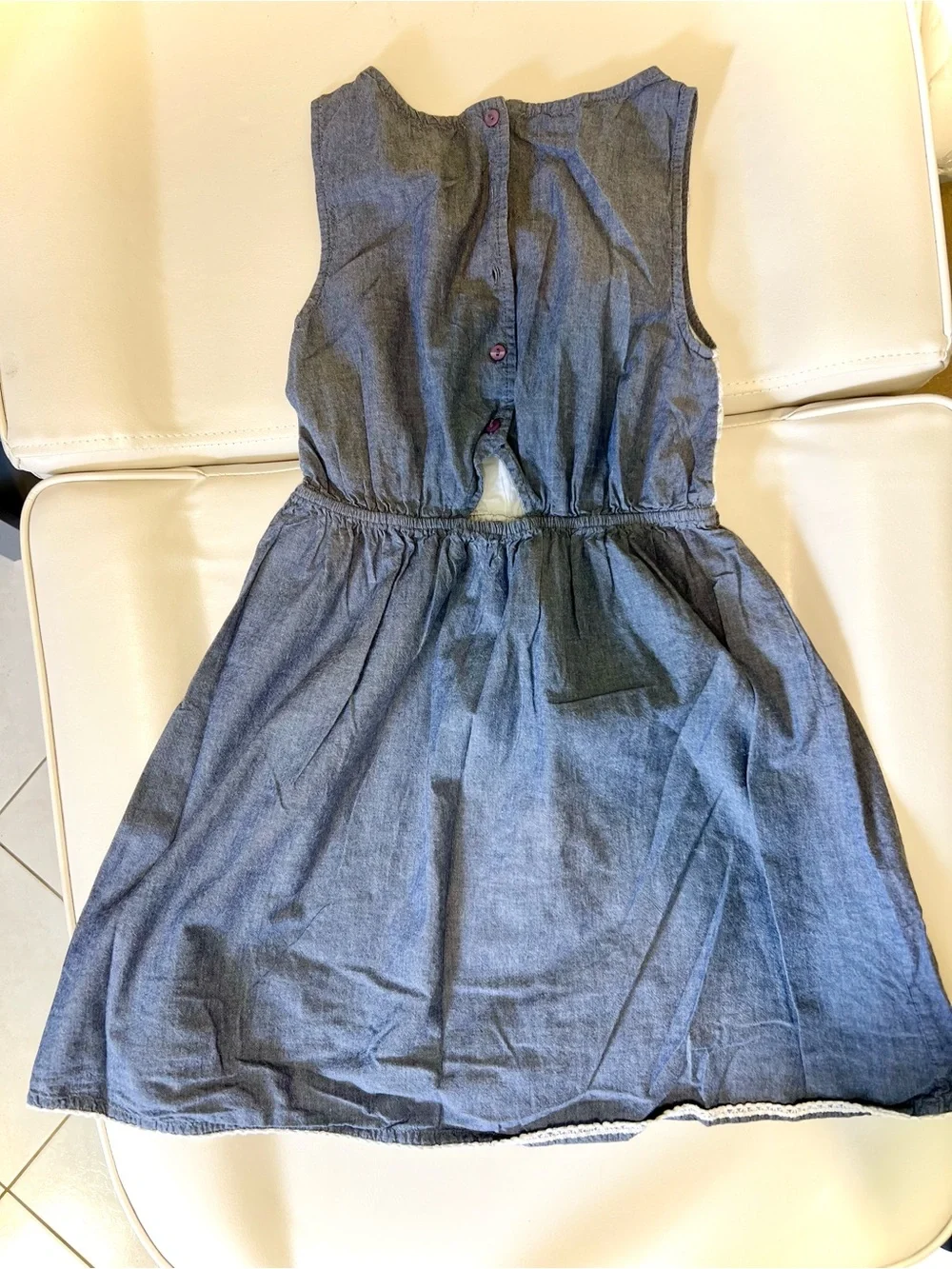 Silkies White Lace Bodice with Blue Chambray Skirt Girls' Dress